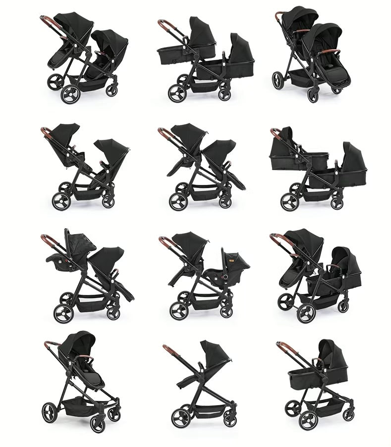 Les differentes configurations possibles de la Poussette double 3 en 1 - Twinsy
