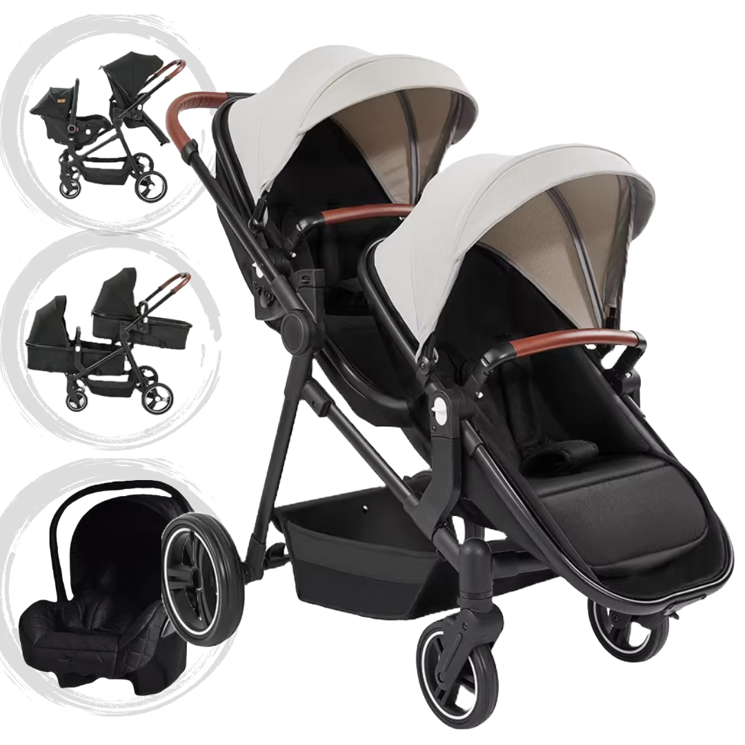 Poussette double 3 en 1 - Twinsy/Beige et ses équipements